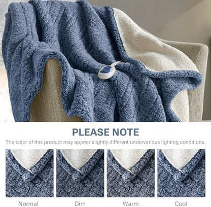 True North by Sleep Philosophy Heated Throw Blanket, 50 x 60, Blue