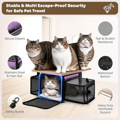 Top and 2 Sides Expandable Pet Carrier 17x11x9.5 TSA Airline Approved