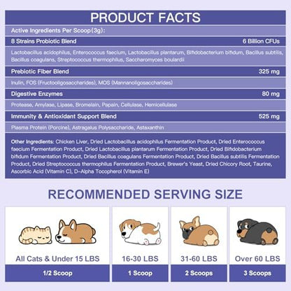 NATURE TARGET Probiotics for Dogs Powder, 6 Billion CFUs, 90 Scoops