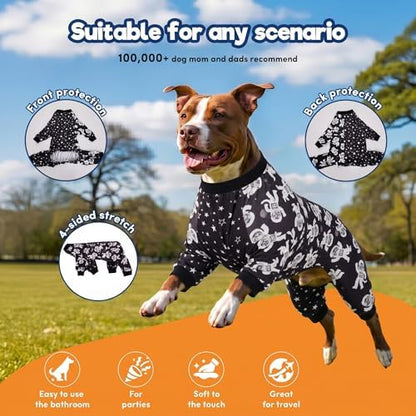 LovinPet Pitbull Outfit, Large Breed PJs, Outer Space Astronaut Print, XL