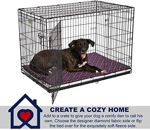 MidWest Homes for Pets Quiet Time Couture Paxton Dog Pad/Pet Bed in Plum Fleece with Pillow Cover, Plum, 24"
