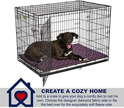 MidWest Homes for Pets Quiet Time Couture Paxton Dog Pad/Pet Bed in Plum Fleece with Pillow Cover, Plum, 24"