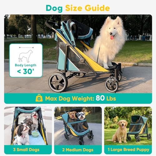 Petbobi Dog Stroller for Large Medium Dogs up to 80 lbs, Dual Entry