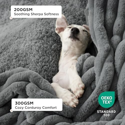 Bedsure ComfyFleece™ Waterproof Blanket for Bed, King（86"x108"） Warm Grey