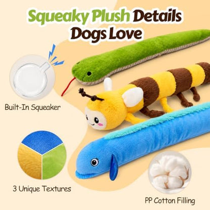 3-Pack Long Squeaky Dog Toys