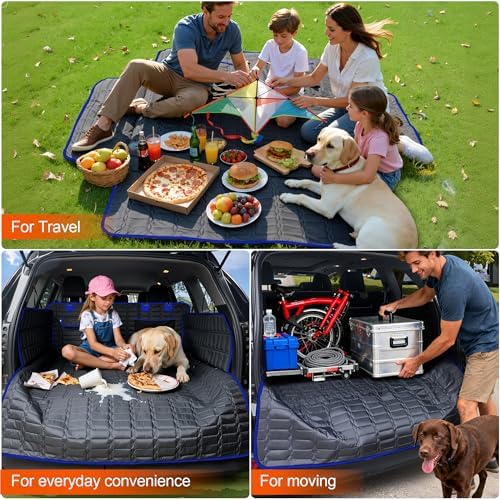 Reliadura SUV Cargo Liner for Dogs, Waterproof Pet Trunk Cover with Bumper Flap Protector, Non-Slip Scratchproof, Non-Slip Dog Seat Mat for SUVs, Large Size Cargo Liner Universal Fit Blue