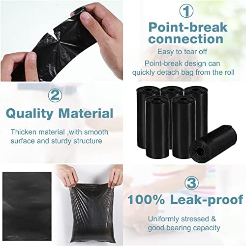 Teling 3000 Count Dog Poop Bags with 3 Dispensers, Black