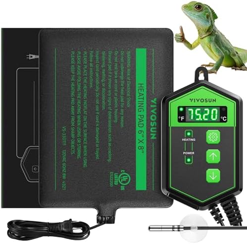 VIVOSUN Reptile Heating Pad 6x8 Inch with Thermostat Combo