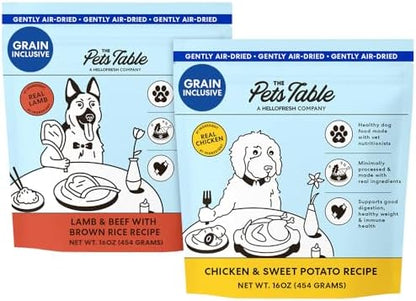 The Pets Table Grain Inclusive Air Dried Dog Food 2 Pack - Chicken & Sweet Potato + Lamb & Beef, 16 Ounce (Pack of 2)