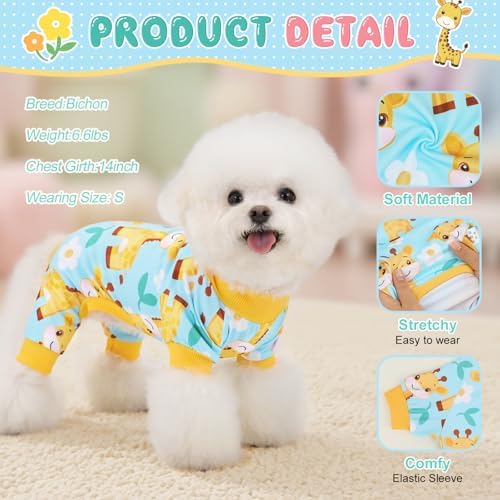 XPUDAC 4 Pack Dog Pajamas for Small Dogs Soft Puppy Clothes Pet Outfits, S