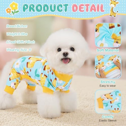 XPUDAC 4 Pack Dog Pajamas for Small Dogs Soft Puppy Clothes Pet Outfits, L