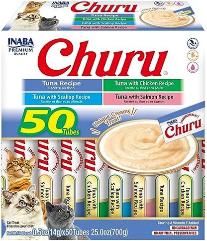 Churu Cat Treats, Grain-Free, Creamy Purée Cat Treat/Topper, Tuna Variety
