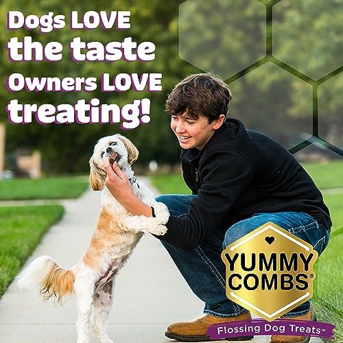 Yummy Combs Dog Dental Treats – Vet VOHC Approved – Delicious Chicken Protein – Removes Tartar with Cleaning Comb Shape – Dental Dog Treats for Medium Dogs (36oz, 45 Count)