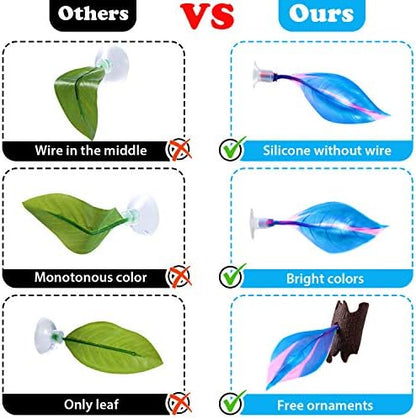 WILLBOND 2 Pcs Blue Silicone Betta Fish Bed Leaf Hammock Betta Fish Tank Accessories Decorations for Aquarium Ornaments, Practical Resting Spot, Comfortable and Safe
