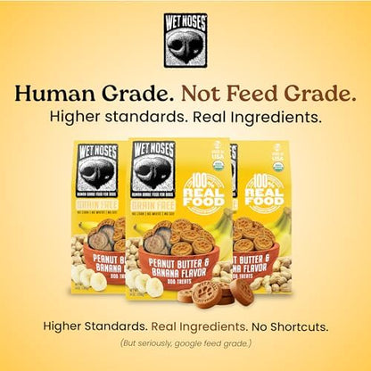 Wet Noses Organic Crunchy Dog Treats Grain Free – All-Natural, Human-Grade, Non-GMO, Healthy Training & Delicious Snacks for Dogs, for All Dog Sizes & Breeds – Peanut Butter & Banana, 14oz (2 Pack)