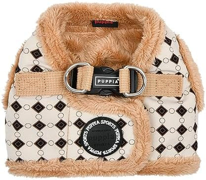 Puppia Jace Vest Dog Harness Step-in Warm Winter Diamond Pattern for Small and Medium Dog, Beige, Small