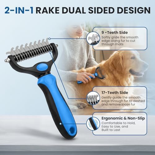 Pet Grooming Rake,Metal Comb, Bathing Grooming Brush for Dogs and Cats