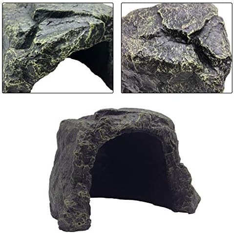 PINVNBY Large Reptile Hideout Cave,Resin Tortoise Hide Rock Turtle Hideaway House Lizard Box Shelter Habitat Decoration for Gecko Spiders Frogs Fish Turtles Hermit Crabs(3 Pcs)