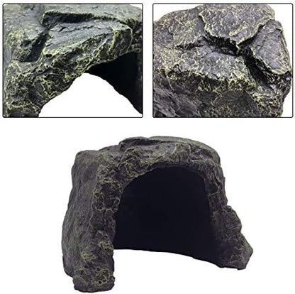 PINVNBY Large Reptile Hideout Cave,Resin Tortoise Hide Rock Turtle Hideaway House Lizard Box Shelter Habitat Decoration for Gecko Spiders Frogs Fish Turtles Hermit Crabs(3 Pcs)