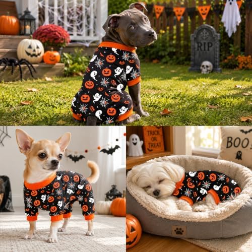 Dog Halloween Pajamas for Small Medium Dog Halloween Pjs Dog Onesie Cute Soft Breathable Puppy Pet Stretchy Dogs Recovery Suit for Boy Girl-L