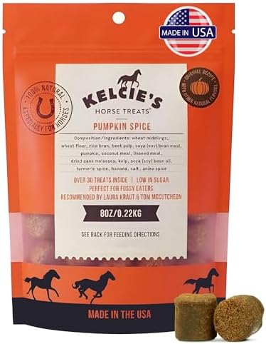Kelcies Pumpkin Spice Horses Treats - Low Sugar, Starch, and Carbohydrates | Healthy Treats for Horse Supports Superior Digestion 8 Ounce (1 Pack)