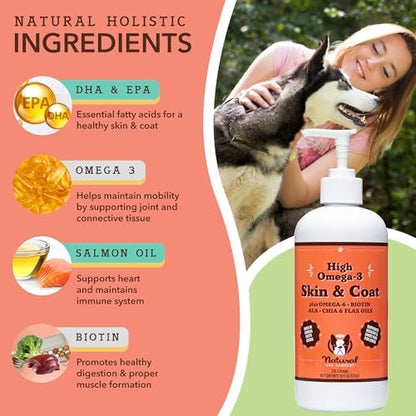 Natural Dog Company Healthy Joints, Skin and Coat Bundle for Dogs, Includes (1) Bottle Natural Dog Company Skin and Coat Oil, (1) Bottle Liquid Glucosamine, Food Topper, Dog's Fish Oil Supplement