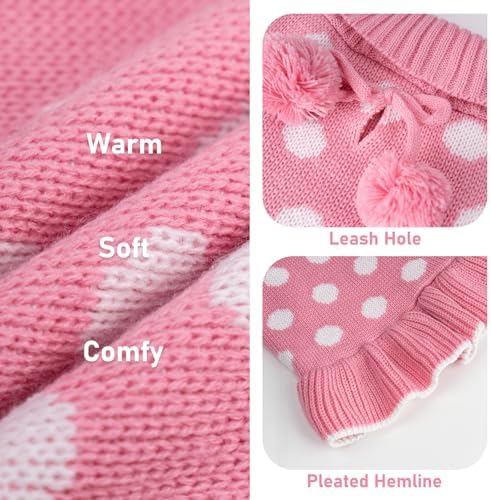 KYEESE Dog Sweater Dress for Small Dogs Turtleneck Thick Knit Pullover