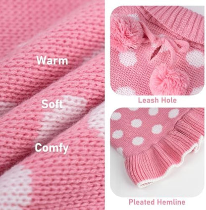 KYEESE Dog Sweater Dress for Small Dogs Turtleneck Thick Knit Pullover