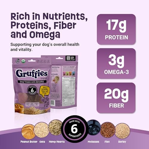 Gruffies Original Dog Treats, Peanut Butter Dog Treats with Flaxseed, Non-GMO, Soy-Free, Wheat-Free, Corn-Free, Made in Canada, 6 oz (Pack of 1)