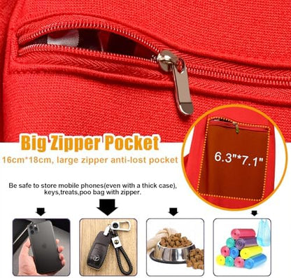 Tomkas Small Dog Cat Sling Carrier Puppy Purse Travel Wrap Soft Crossbody Pet Bag (Red, M - Zip Pocket & Classic Strap)