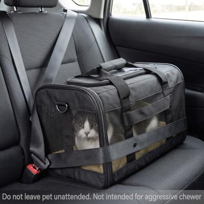 Conlun Dog Carrier Soft Sided, Large Cat Carrier,Black L