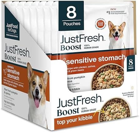 JustFoodForDogs JustFresh Boost Sensitive Stomach Dog Food Toppers - 8 Pack