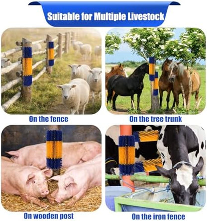 2pcs, Horse Brush, Livestock Scratching Brush, Goat Brush, Goat Scratching Post, Includes 8 Screws, Livestock Scratcher For Horses, Cows, Goats & Pigs Promotes Cleanliness & Skin Health