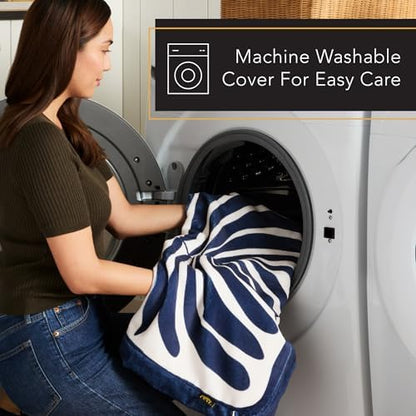 Town & Country Luxe CuddleTown Matisse Everwash® Pillow Pet Bed, Water Repellent Floor Pillow, Machine Washable Cover, Soft & Calming, Navy Blue, Medium 36"x28"x4"