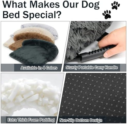 Calming Dog Bed for Couch, Thickened Plush Dog Mat with Raised Bolster
