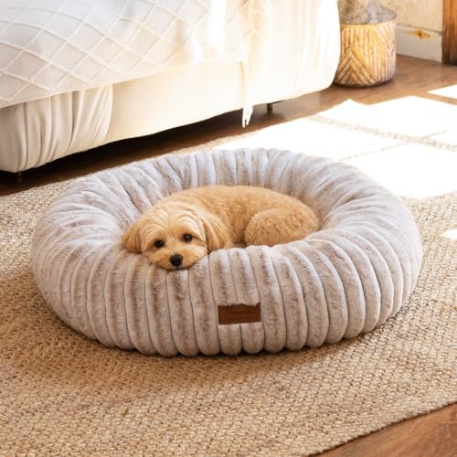 FUKUMARU Small Dog Bed, 25" Orthopedic Dog Bed for Puppies, Donut Cat Beds