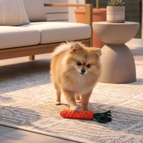 3 Pcs Dog Toy Carrot, Cotton Woven Puppy Teething Rope Toys for Dogs Cats Safe Braided Rabbit Toys Dental Cleaning Chew Toy for Small Pets Aggressive Chewers Entertainment & Interaction