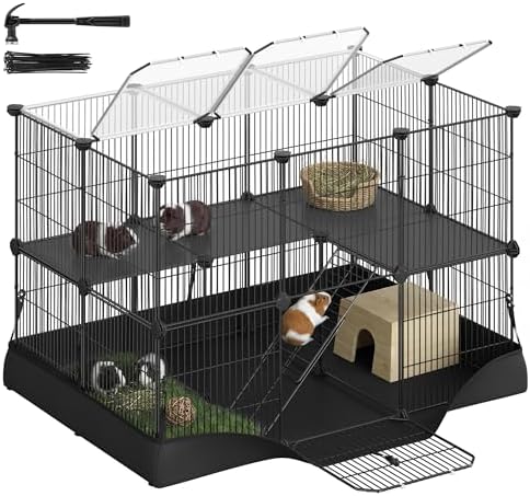 SONGMICS Guinea Pig Cages, 2-Tier Small Animal Cage