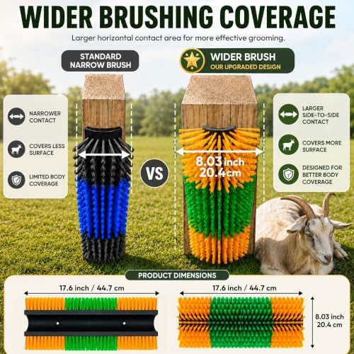 Livestock Scratching Brush 1-Pack — Cattle Horse Goat Pig Sheep Grooming Post, High-Visibility Animal Scratcher, Stress Relief Goat Toys for Summer Itch & Shedding