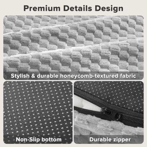 JOEJOY XL Orthopedic Dog Beds Large Sized Dog, Extra Large Washable Waterproof Oval Large Dog Bed with Removable Cover, Egg-Crate Foam Pet Bed with Bolster & Non-Skid Bottom, Light Grey, 42''x31''