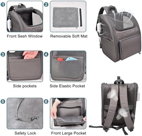Jespet Pet Backpack Carrier for Small Dog, Soft Car Bed Ideal for Traveling