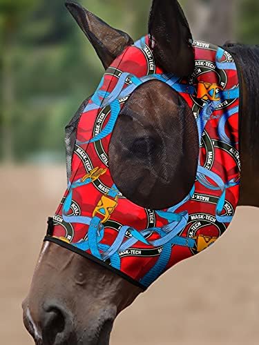 Mask Tech 5 Pieces Horse Fly Masks with Ears, Stretchy Elastic Mesh Fly Masks, 3D Eye Clearance, UV Protection-Large,Combo 17