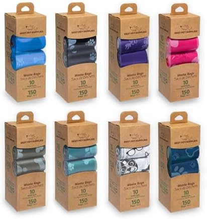 Best Pet Supplies Poop Bags for Dogs - Assorted Colors, 150 Count