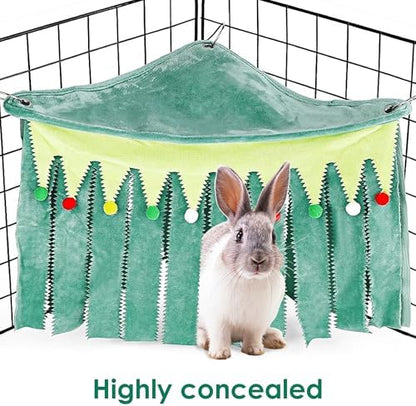 Forest Cage Corner Hideout, Pets Corner Hideout for Guinea Pigs, Rabbits, Ferrets, Chinchillas, Gerbils, Hedgehogs (Green)