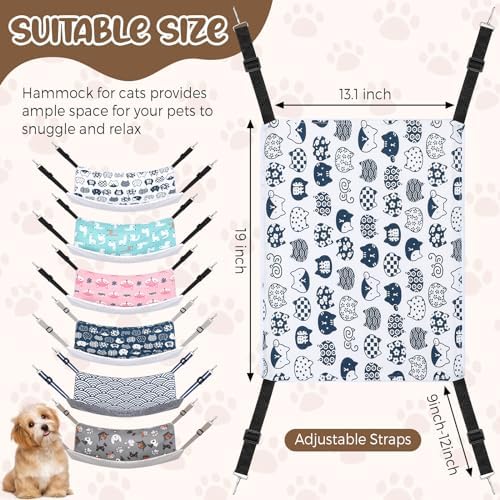 Barydat 6 Pcs Reversible Cat Hammock Bed Soft Hanging for Cage, Plush