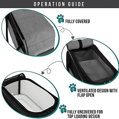 PetAmi Small Dog Purse Carrier with Pockets, Airline Approved, Stripe Black