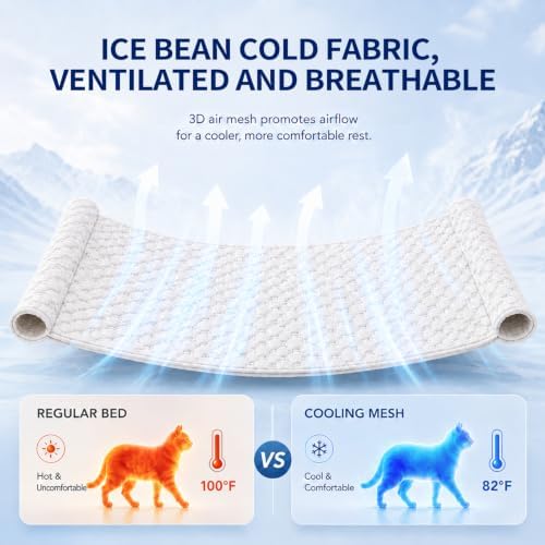 CHEERPALS Cooling Cat Bed, Wooden Hammock with Breath Mesh for Small Dogs