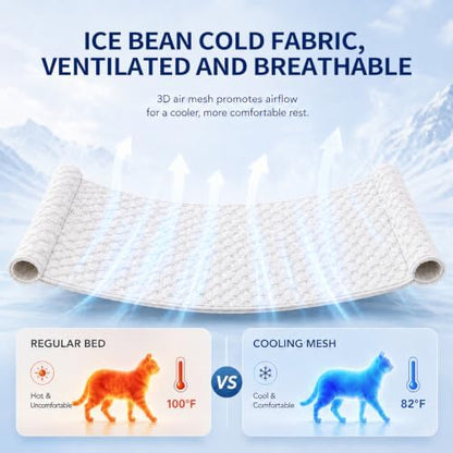 CHEERPALS Cooling Cat Bed, Wooden Hammock with Breath Mesh for Small Dogs