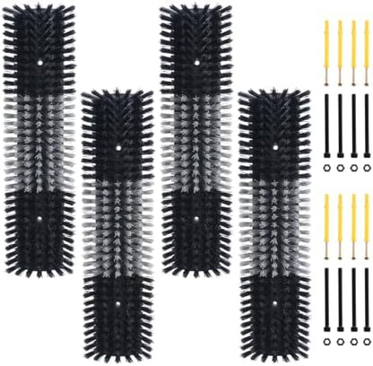 Livestock Scratch Brush for Cattle, Horses, Goats, Cow, Durable Scratching Brush, Massage Grooming Tool for Healthy Coat, Relieves Itching, Easy Install on Fence Posts(4pcs, Black)