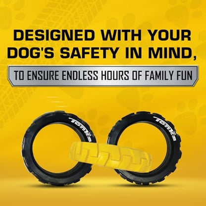 Tonka 3-Ring Tug Outdoor Dog Toy, 10.5 Inch Ring Dog Tug Toy for Medium and Large Breeds, Black/Yellow